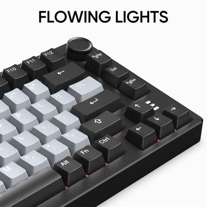 ARZOPA 75% Mechanical Gaming Keyboard Wired, RGB Backlit 81 Keys Compact Mechanical Keyboard Socket Dedicated Red Switch Gasket Mount Keyboard Knob Volume Control Linear Sound Absorbing Pads for Game and Office, Suitable for Windows Laptop PC Mac
