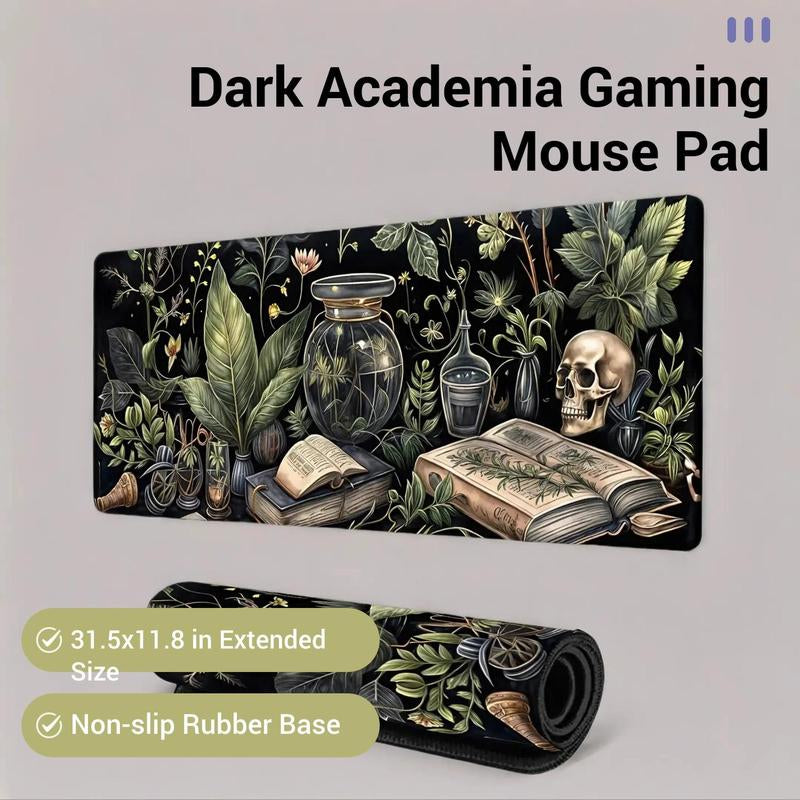 Dark Academia Pattern Mouse Pad, 1 Count Rectangle Gaming Mouse Pad, Mouse Mat, Non-Slip Rubber Base Desk Mat for Gaming & Office & Workspace, Office Accessories, Desktop Accessory, Gaming Mousepad