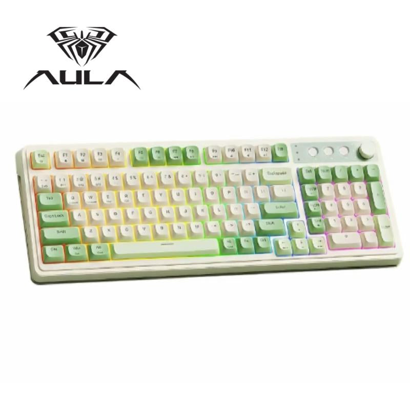 AULA S99 Key Keyboard, Tri-Mode Bluetooth/2.4Ghz/Usb-C Cute Creamy Gaming Keyboard with Number Pad RGB Backlit, Media Knob Custom Mechanical Feel Computer Keyboard for MAC Xbox PC Gamer - Purple S99 Keyboard Fixed Keycaps & Switches (Non-Replaceable)