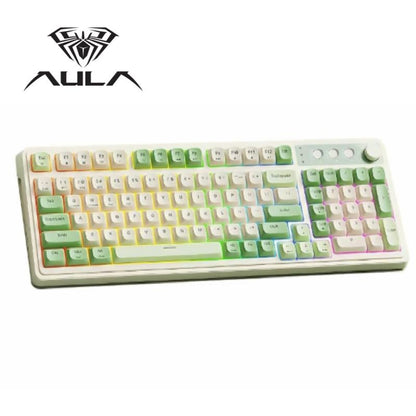 AULA S99 Key Keyboard, Tri-Mode Bluetooth/2.4Ghz/Usb-C Cute Creamy Gaming Keyboard with Number Pad RGB Backlit, Media Knob Custom Mechanical Feel Computer Keyboard for MAC Xbox PC Gamer - Purple S99 Keyboard Fixed Keycaps & Switches (Non-Replaceable)