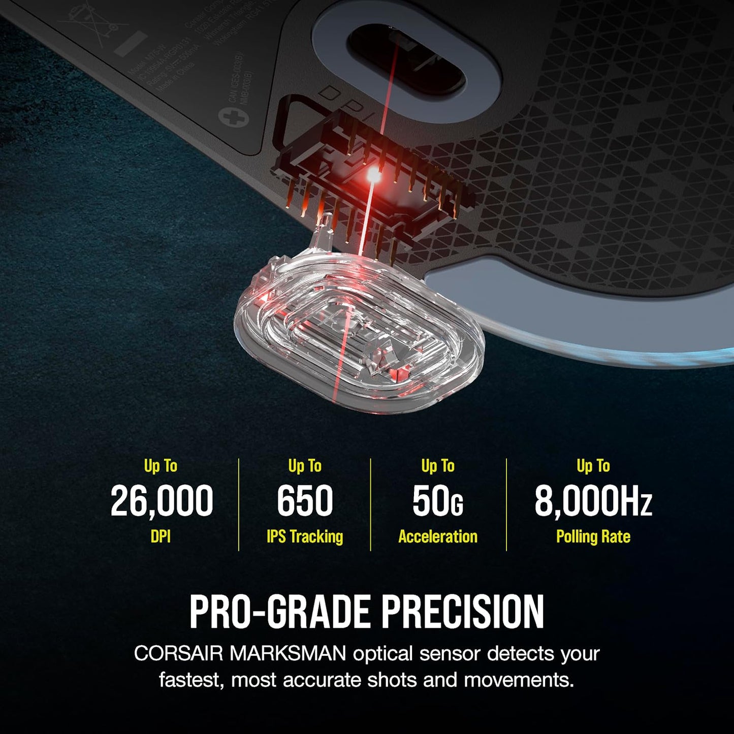 M75 Wired RGB Lightweight FPS Gaming Mouse – 26,000 DPI – Swappable Side Buttons – PC – Black