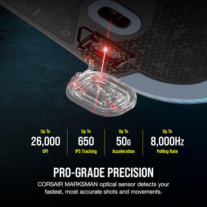 M75 Wired RGB Lightweight FPS Gaming Mouse – 26,000 DPI – Swappable Side Buttons – PC – Black