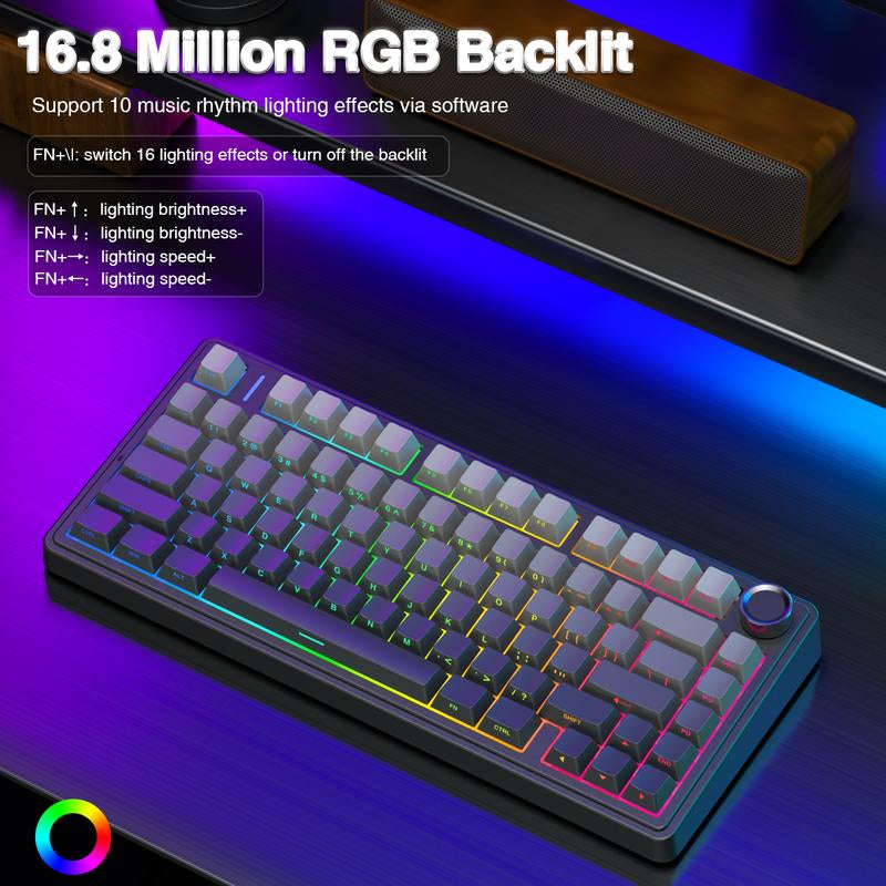 AULA F75 Pro Mechanical Keyboard RGB Backlit 2.4G Wireless Bluetooth Hot-Swappable Gaming Keyboard for Gamers Gaming PC Accessories Gasket Custom Creamy Keyboard Tiktokshopbacktoschool