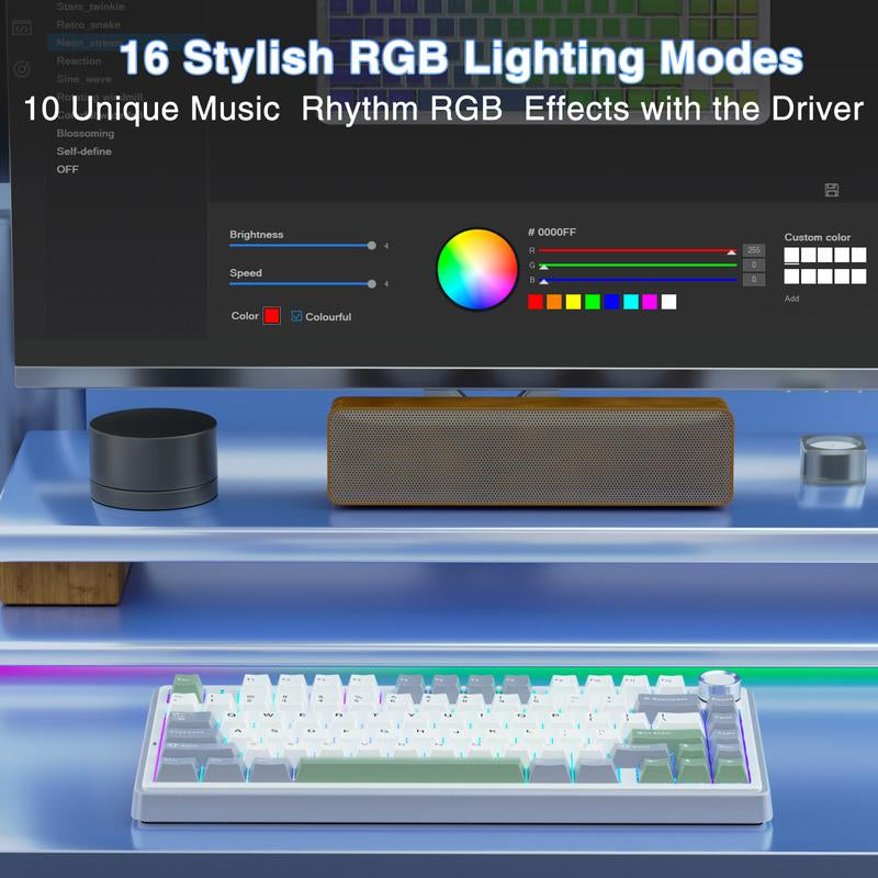 Official AULA F75 75% Wireless Mechanical Gaming Keyboard with Hot Swappable Tri-Mode USB Charging Keyboard RGB Rainbow Backlight Knob Control Gaming Cream Keyboard Budget Keyboard Bluetooth Office PC Accessories Dealsforyoudays Back School Supplies