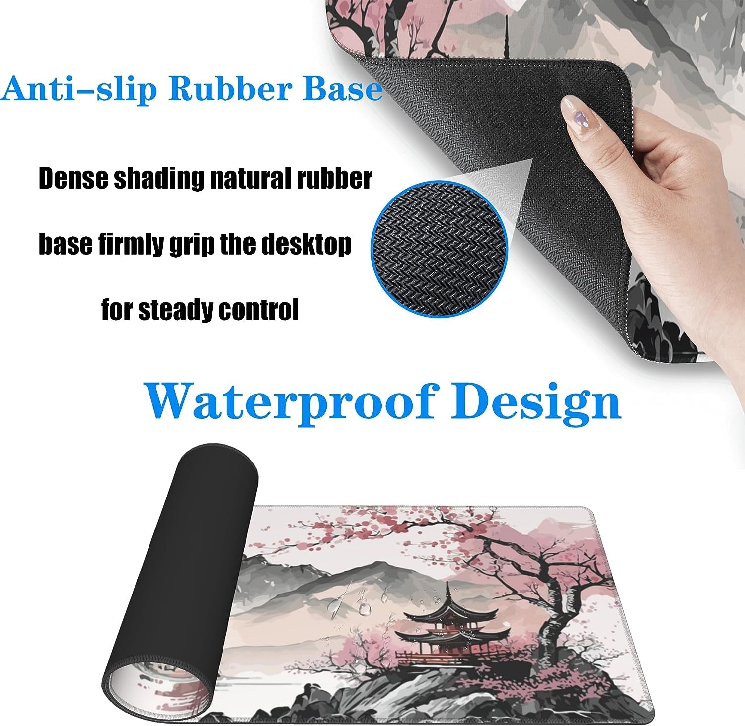 Watercolor Cherry Blossom Large Gaming Mouse Pad,Mouse Pad Gaming 31.5 X 11.8 In