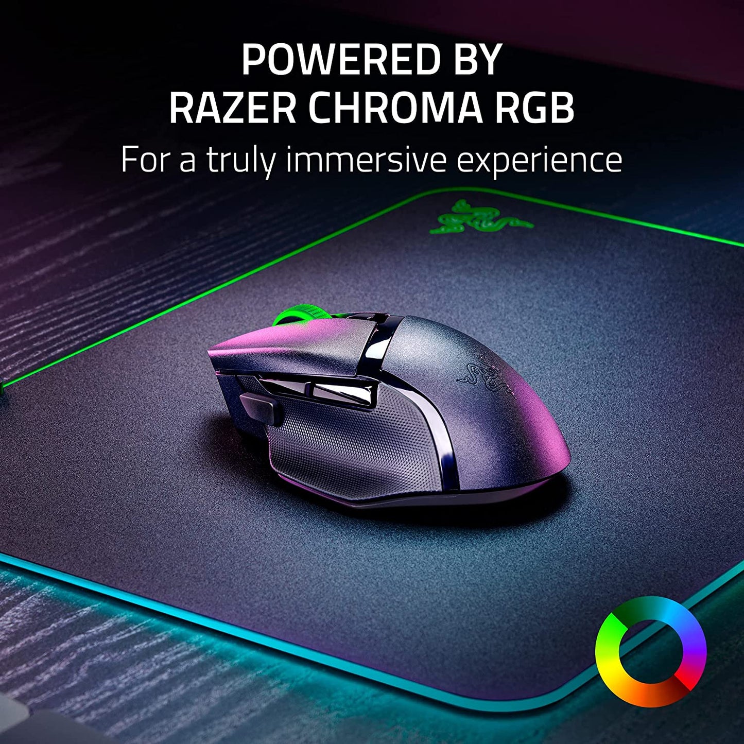 Basilisk V3 X Hyperspeed Customizable Wireless Gaming Mouse: Mechanical Switches Gen-2-5G Advanced 18K Optical Sensor - Chroma RGB 9 Programmable Controls 535 Hr Battery Classic Black