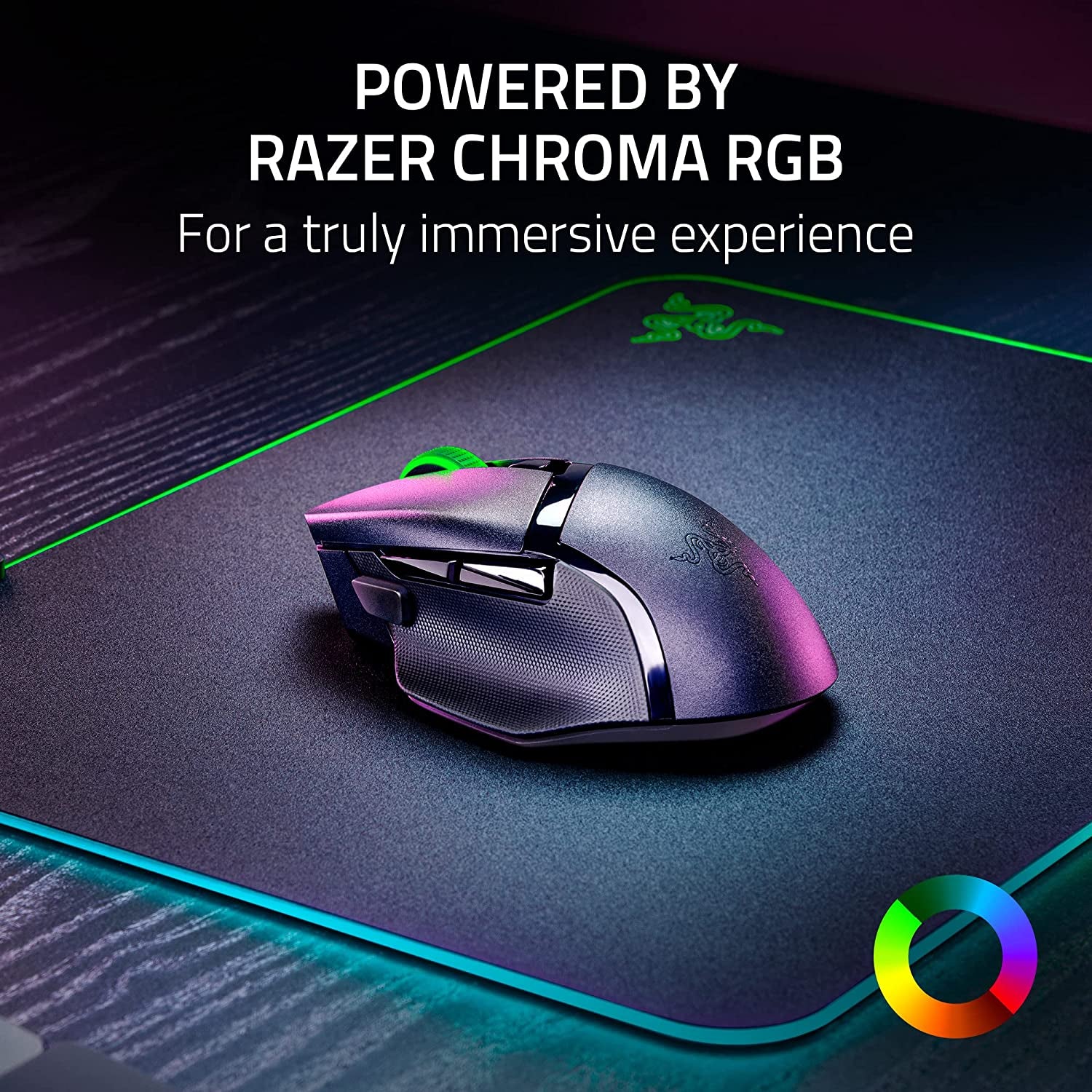 Basilisk V3 X Hyperspeed Customizable Wireless Gaming Mouse: Mechanical Switches Gen-2-5G Advanced 18K Optical Sensor - Chroma RGB 9 Programmable Controls 535 Hr Battery Classic Black