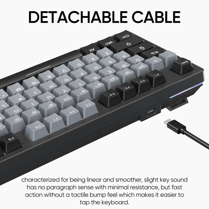 ARZOPA 75% Mechanical Gaming Keyboard Wired, RGB Backlit 81 Keys Compact Mechanical Keyboard Socket Dedicated Red Switch Gasket Mount Keyboard Knob Volume Control Linear Sound Absorbing Pads for Game and Office, Suitable for Windows Laptop PC Mac