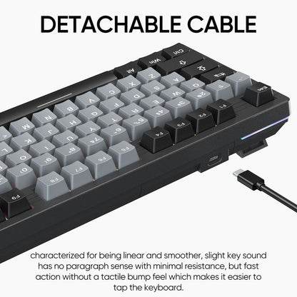 ARZOPA 75% Mechanical Gaming Keyboard Wired, RGB Backlit 81 Keys Compact Mechanical Keyboard Socket Dedicated Red Switch Gasket Mount Keyboard Knob Volume Control Linear Sound Absorbing Pads for Game and Office, Suitable for Windows Laptop PC Mac