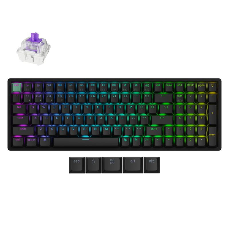 Keychron K4 HE 96% Wireless RGB Hall Effect Keyboard, Gateron Double-Rail Magnetic Switch, Rapid Trigger & Adjustable Actuation, QMK, 2.4Ghz & BT 5.2, for Mac/Windows/Linux, Aluminum-Wood Frame, Black