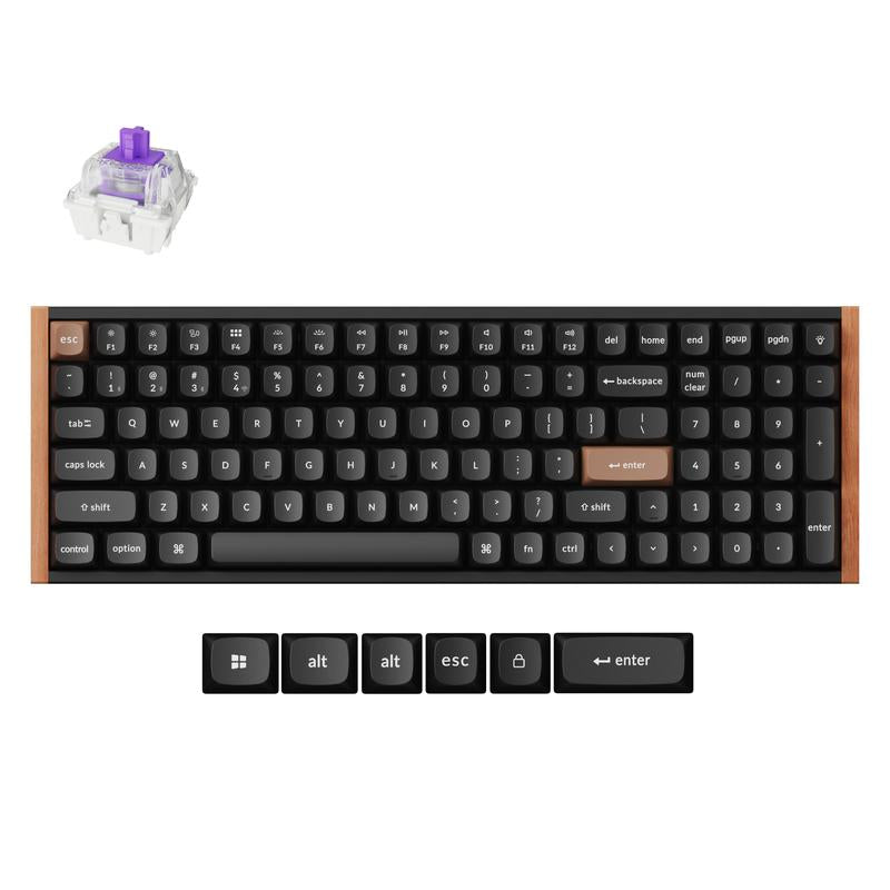 Keychron K4 HE 96% Wireless RGB Hall Effect Keyboard, Gateron Double-Rail Magnetic Switch, Rapid Trigger & Adjustable Actuation, QMK, 2.4Ghz & BT 5.2, for Mac/Windows/Linux, Aluminum-Wood Frame, Black