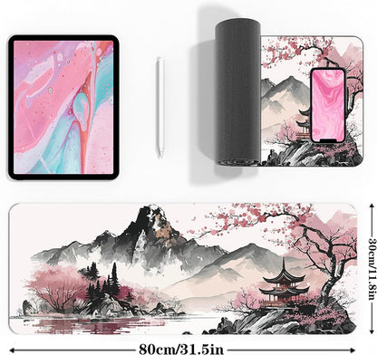 Watercolor Cherry Blossom Large Gaming Mouse Pad,Mouse Pad Gaming 31.5 X 11.8 In
