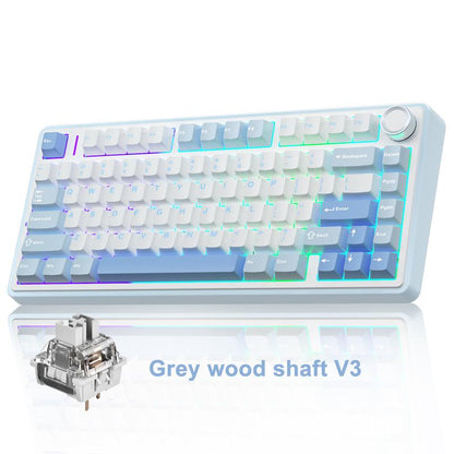 Official AULA F75 75% Wireless Mechanical Gaming Keyboard with Hot Swappable Tri-Mode USB Charging Keyboard RGB Rainbow Backlight Knob Control Gaming Cream Keyboard Budget Keyboard Bluetooth Office PC Accessories Dealsforyoudays Back School Supplies