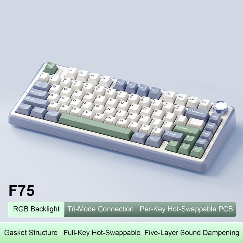F75 Wireless Mechanical Keyboard Bluetooth Three-Mode Customized Gasket Full-Key Hot-Swappable 2.4 Wireless Keyboard Gaming Wired Keyboard