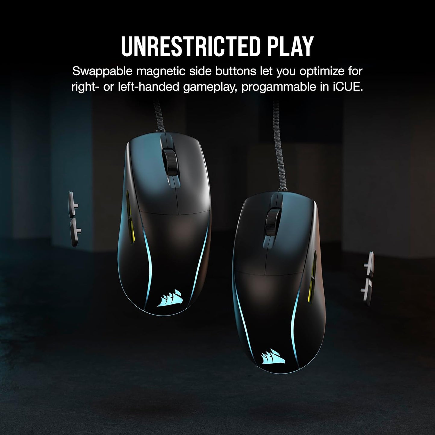 M75 Wired RGB Lightweight FPS Gaming Mouse – 26,000 DPI – Swappable Side Buttons – PC – Black