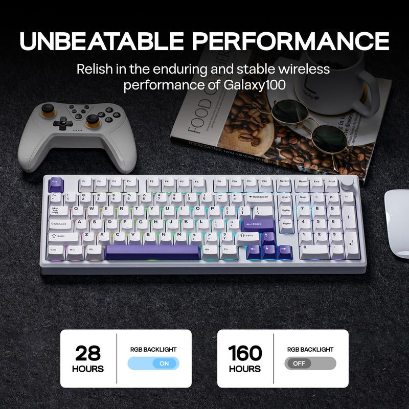 Epomaker Galaxy100 1800 ANSI Layout via Gaming Wireless Keyboard with Knob - Aluminum Gasket Keyboard with Cushioning Materials South-Facing RGB Backlight Hot-Swappable Creamy Keyboards Tri-Mode USB Charging Bluetooth Custom Tiktokshopbacktoschool