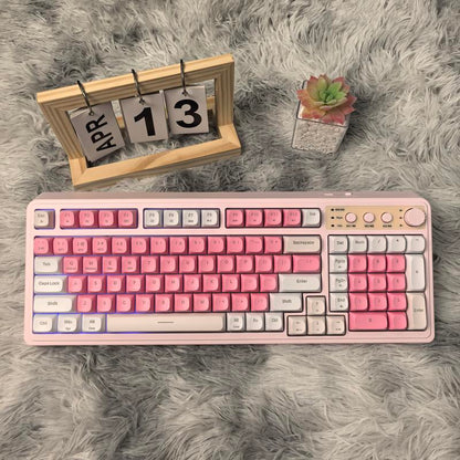 AULA S99 Key Keyboard, Tri-Mode Bluetooth/2.4Ghz/Usb-C Cute Creamy Gaming Keyboard with Number Pad RGB Backlit, Media Knob Custom Mechanical Feel Computer Keyboard for MAC Xbox PC Gamer - Purple S99 Keyboard Fixed Keycaps & Switches (Non-Replaceable)