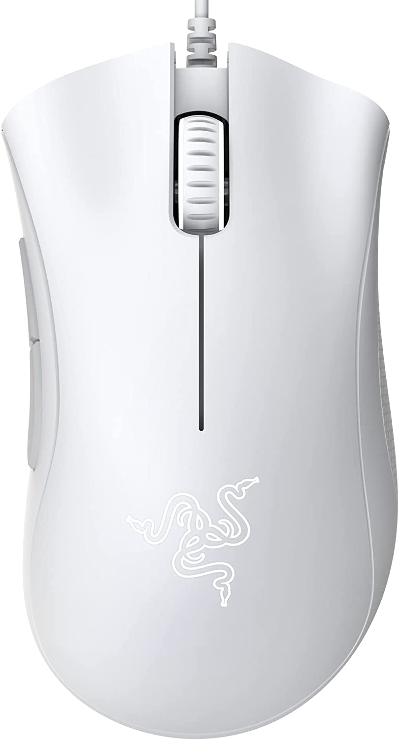 Deathadder Essential Gaming Mouse: 6400 DPI Optical Sensor - 5 Programmable Buttons - Mechanical Switches - Rubber Side Grips - Mercury White