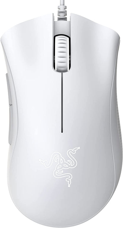 Deathadder Essential Gaming Mouse: 6400 DPI Optical Sensor - 5 Programmable Buttons - Mechanical Switches - Rubber Side Grips - Mercury White