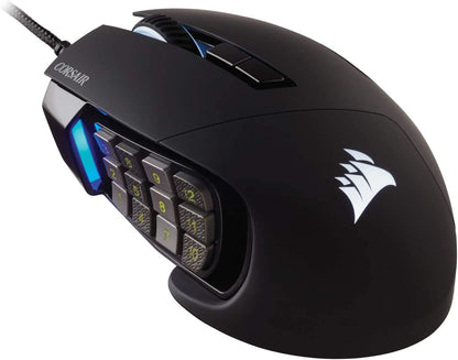 SCIMITAR RGB ELITE Gaming Mouse for MOBA, MMO - 18,000 DPI - 17 Progammable Buttons - Icue Compatible - Black