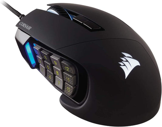 SCIMITAR RGB ELITE Gaming Mouse for MOBA, MMO - 18,000 DPI - 17 Progammable Buttons - Icue Compatible - Black