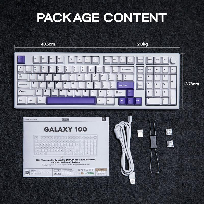 Epomaker Galaxy100 1800 ANSI Layout via Gaming Wireless Keyboard with Knob - Aluminum Gasket Keyboard with Cushioning Materials South-Facing RGB Backlight Hot-Swappable Creamy Keyboards Tri-Mode USB Charging Bluetooth Custom Tiktokshopbacktoschool